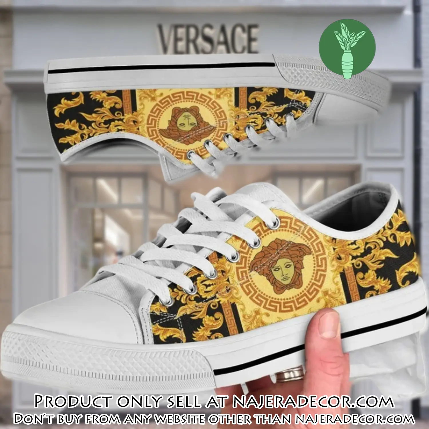Versace golden medusa white low top canvas shoes luxury brand gifts for men women njr2649653